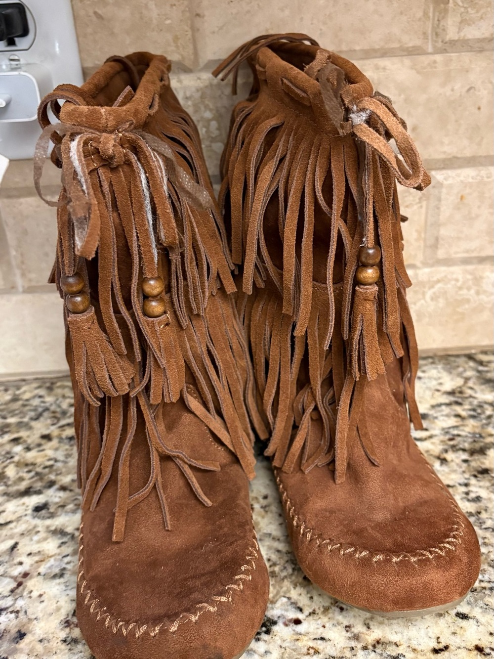 Mossimo Supply Co. Brown Suede Fringe Moccasin Boots